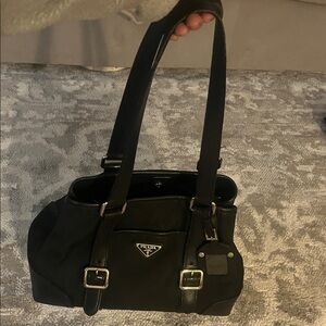 Prada Black Shoulder Bag with Silver Hardware